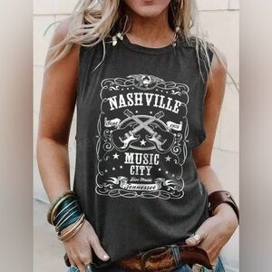 Women’s Nashville Guitar Casual Tank Top dark grey size M